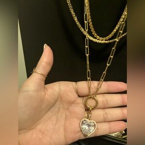 Vanessa Mooney Gold Layered Necklaces with Heart Charm